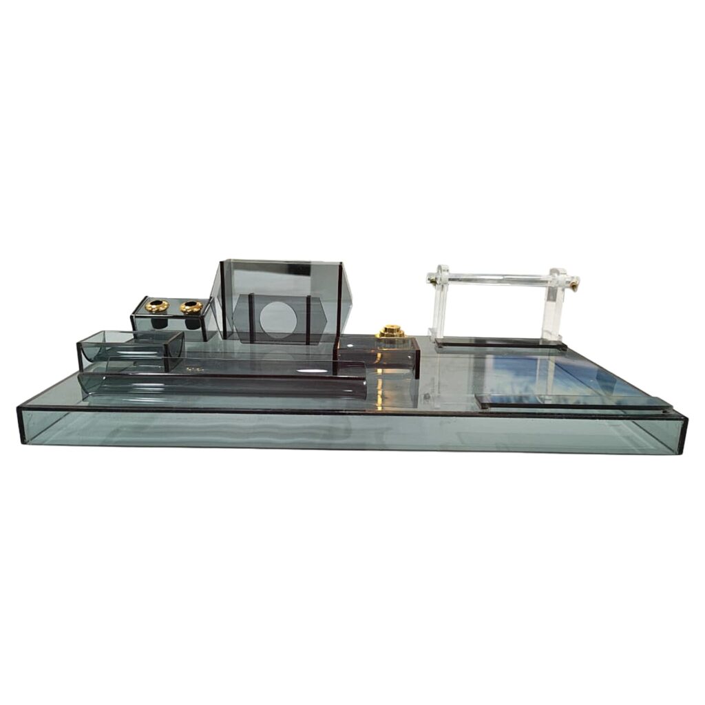 Transparent Glass Plastic Pen Stand In Black Color - Bhandari Stationers Kota