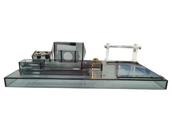 Transparent Glass Plastic Pen Stand In Black Color - Bhandari Stationers Kota