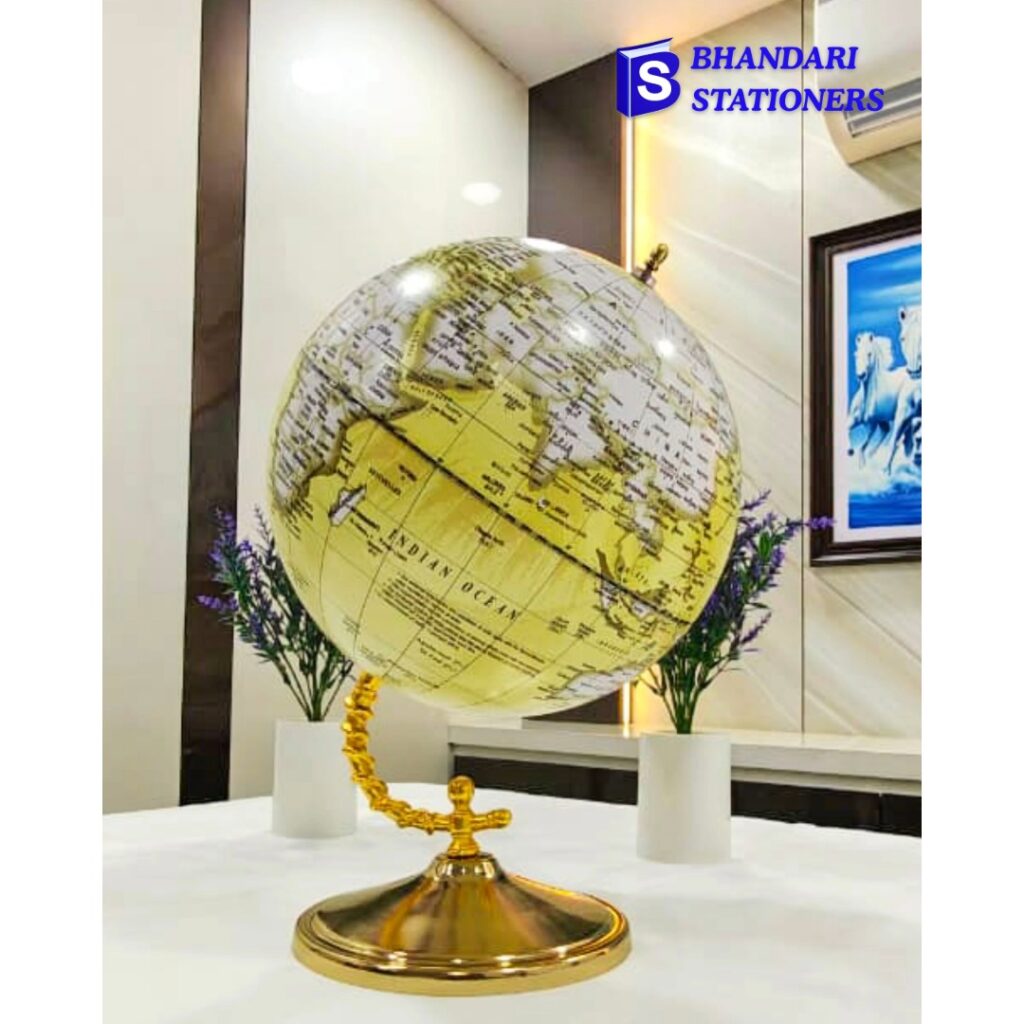 Premium Decorative Globe Showpiece – Luxury World Map Table Decor - Bhandari Stationers Kota