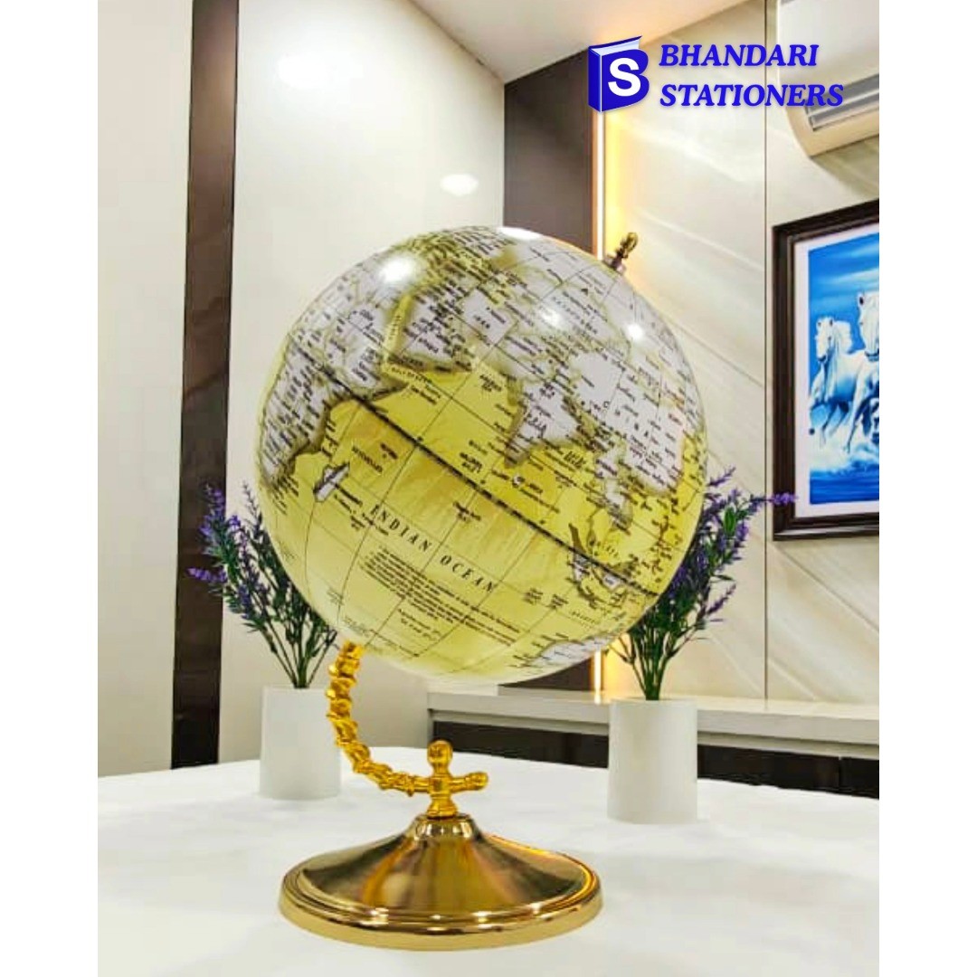Premium Decorative Globe Showpiece – Luxury World Map Table Decor - Bhandari Stationers Kota Premium Decorative Globe Showpiece – Luxury World Map Table Decor - Bhandari Stationers Kota