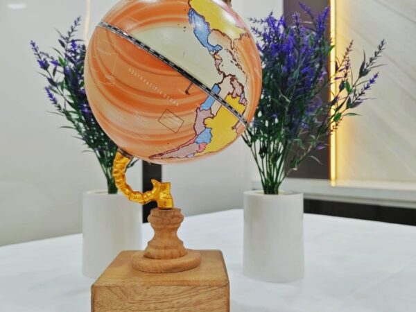 Premium Decorative Wooden Globe Showpiece – Luxury World Map Table Decor - Bhandari Stationers Kota