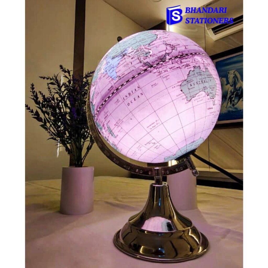 Premium Decorative Lighting Globe Showpiece – Luxury World Map Table Decor - Bhandari Stationers Kota