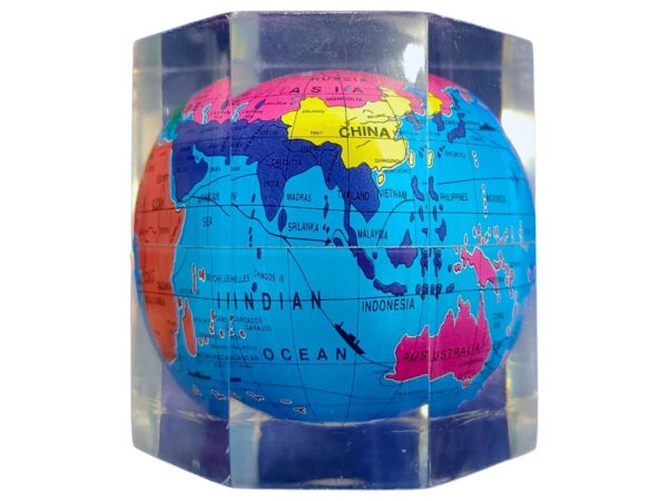 Hexagonal Shape Inside Globe Glass Paper Weight - Bhandari Stationers Kota