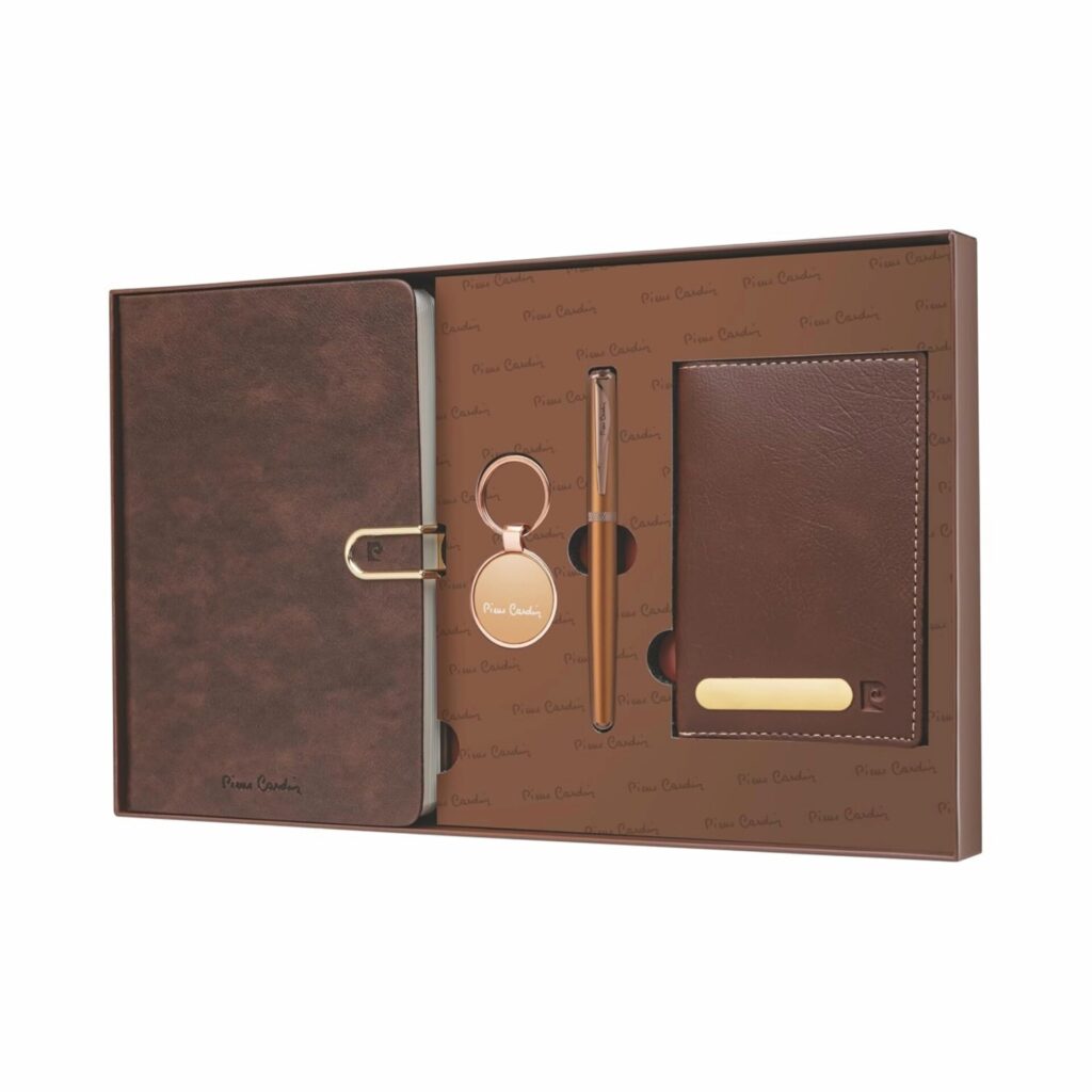 Pierre Cardin Impression Gift Set Inside Magnetic Pen, Notebook, Keychain and Passport Holder - Bhandari Stationers Kota