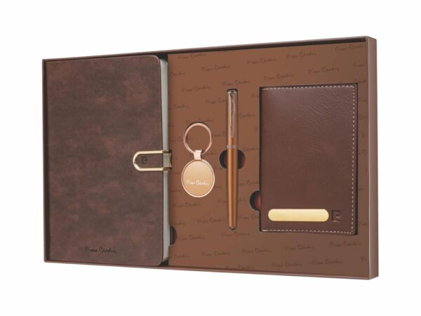 Pierre Cardin Impression Gift Set Inside Magnetic Pen, Notebook, Keychain and Passport Holder - Bhandari Stationers Kota