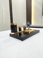 Desk Top Standard Pen Stand Black and Golden Color With Globe - Bhandari Stationers Kota