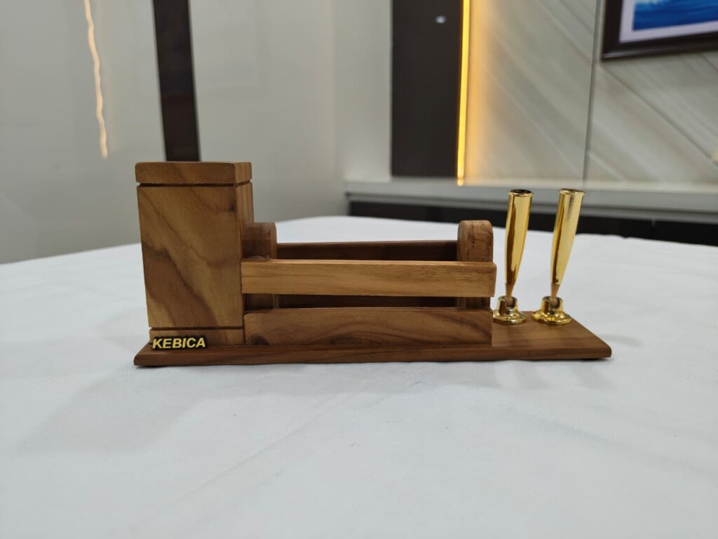 Kebica Classic Wooden Pen Stand With 2 Pen Holder - Bhandari Stationers Kota