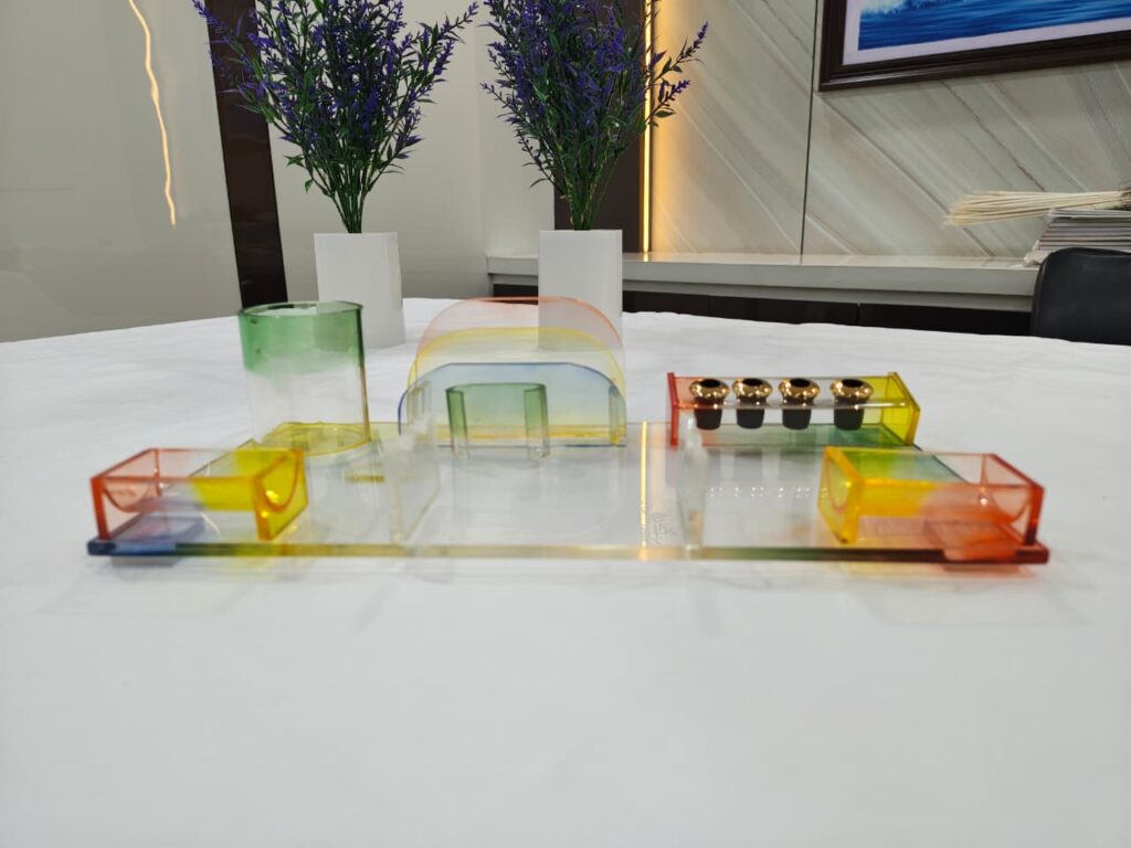 Desk Top Transparent Glass Plastic Pen Stand In Multi-Color - Bhandari Stationers Kota