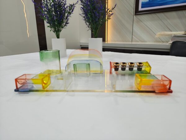Desk Top Transparent Glass Plastic Pen Stand In Multi-Color - Bhandari Stationers Kota