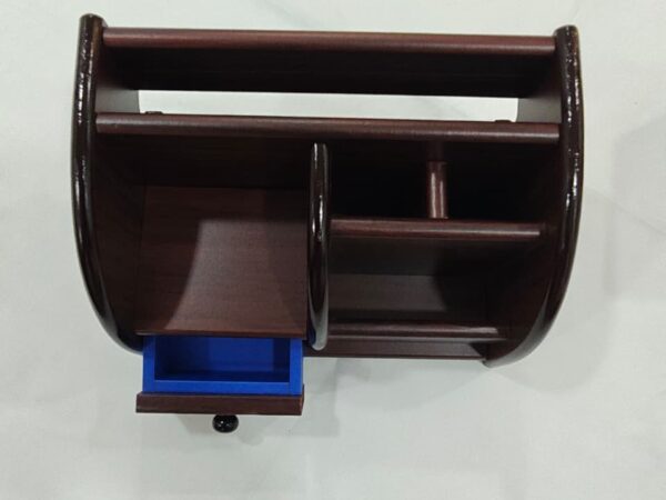 Premium Desk Top Wooden Pen Stand In Chocolate Color - Bhandari Stationers Kota